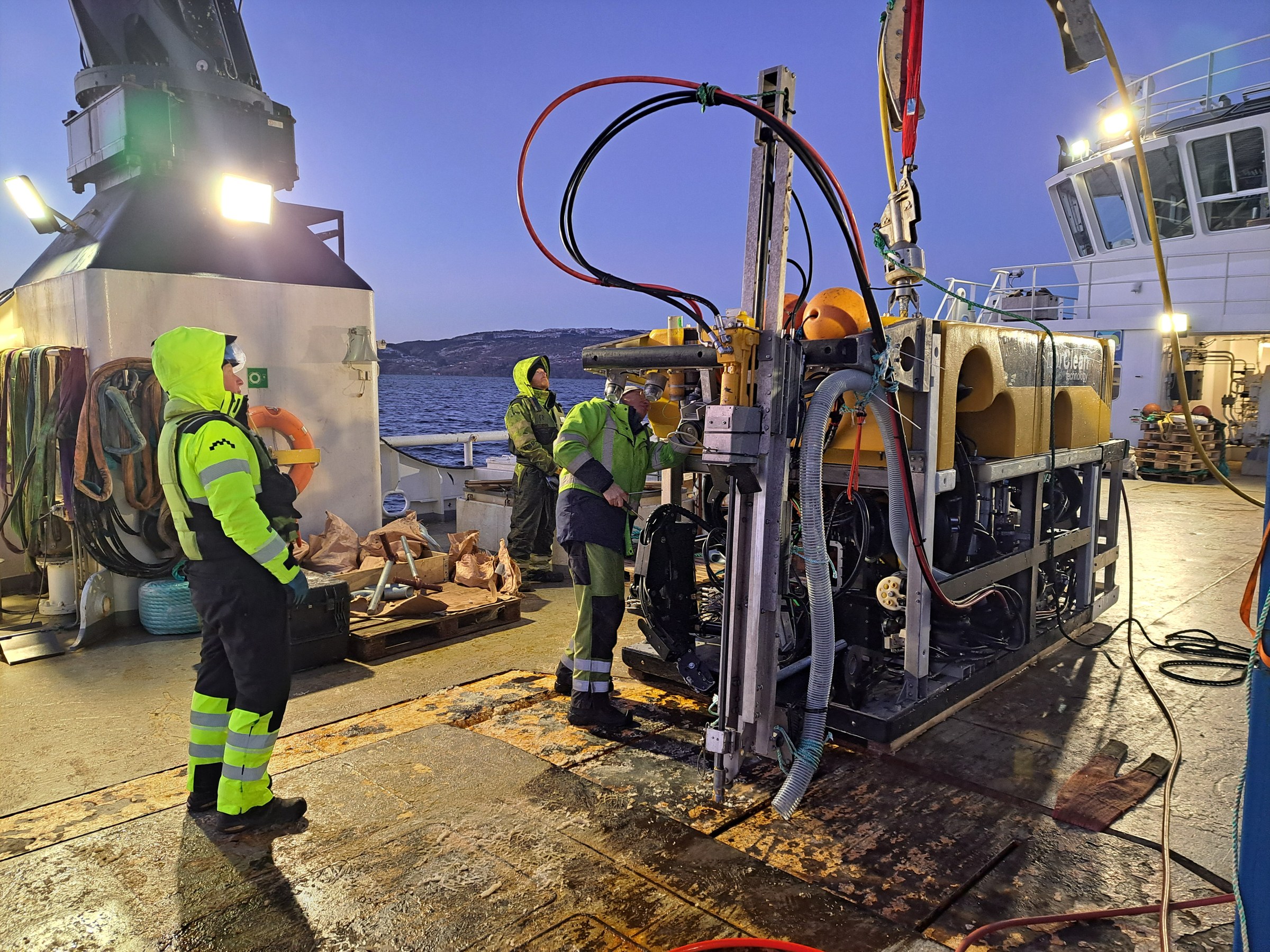 NorClean crew preparing ROV equipment on deck