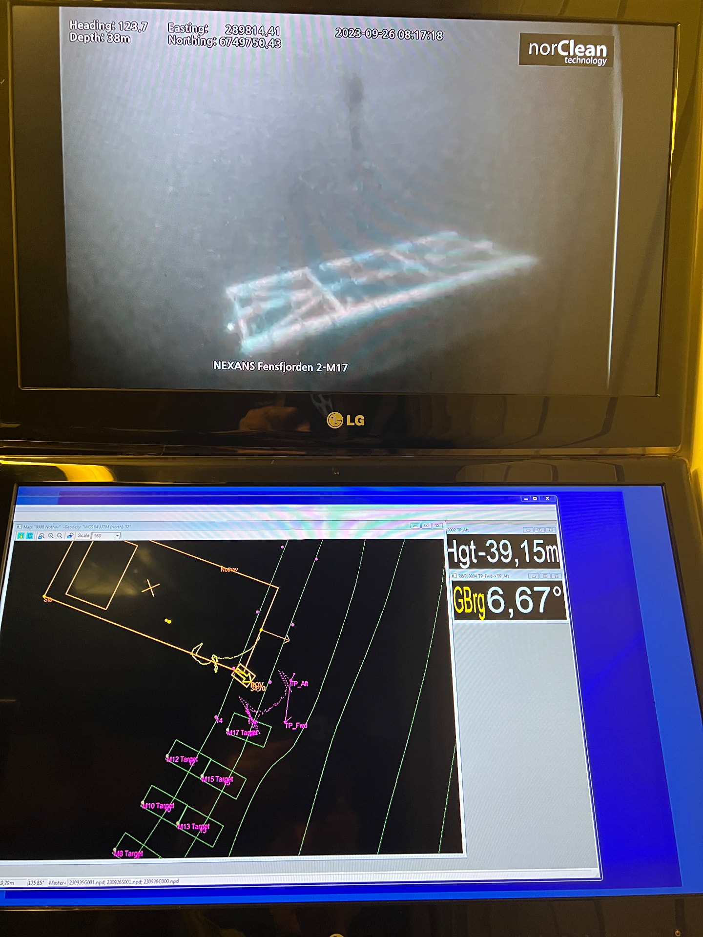 ROV survey view of concrete mattress placement, Nexans Fensfjorden