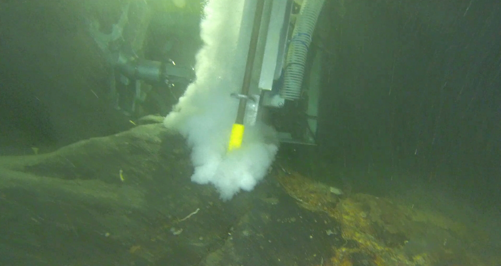 NorClean ROV drilling vertically down into subsea rock on the seabed